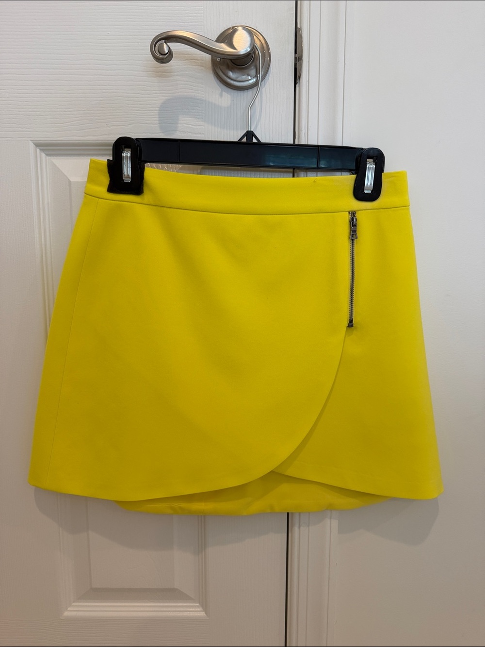 Alice + Olivia Sunny Yellow Wrap-Front Mini Skirt with Zip